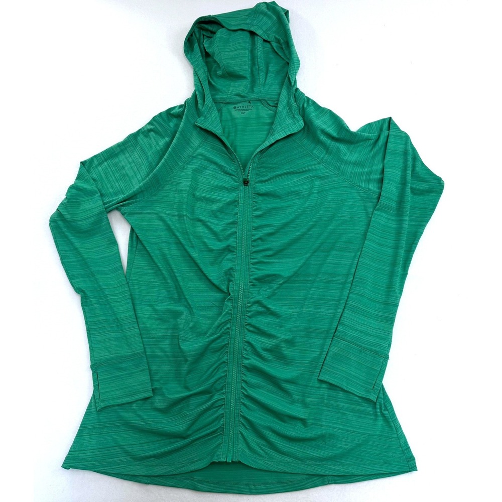 Athleta Speedlight Hoodie Green Space Dye Full Zip Jacket XLT